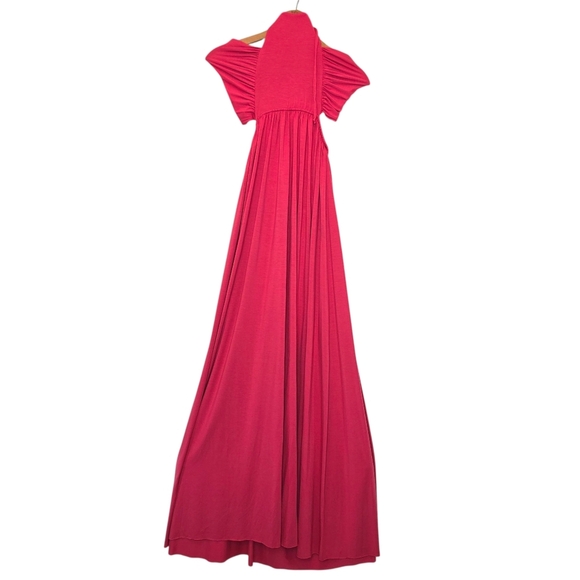 RACHEL PALLY Nita Maxi Dress Pink Small Halter Cutout Ruched Resort Boho Goddess - Picture 6 of 9